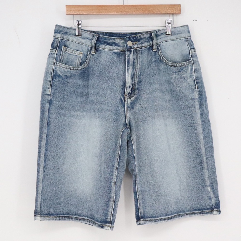 Unbranded Denim Shorts Mens L Light Blue Faded Knee Length Excellent
